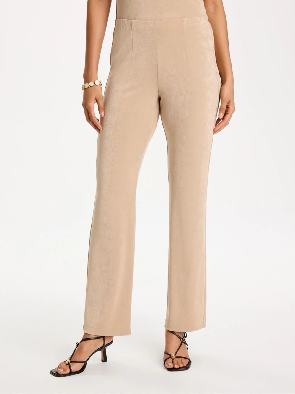 Chico's Travels Neutral Beige Straight-Leg Pull-On Pants